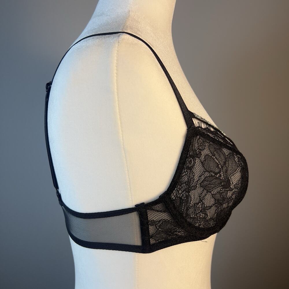 Victoria's Secret‎ Very Sexy Low Cut Demi Bra With Rhinestones Black 32C NWT - Picture 8 of 9